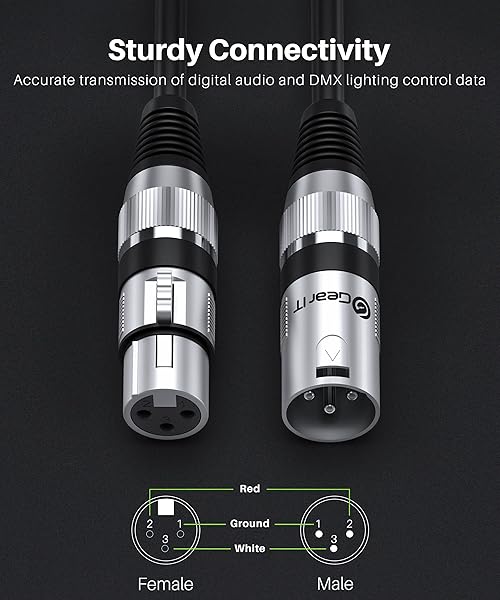 GEARit GearIT 100ft DMX to DMX Stage Lighting Cable 2-Pack - XLR Compatible for DJ, LED Lights, Mic Mixer & Studio Use - View 6 of 9