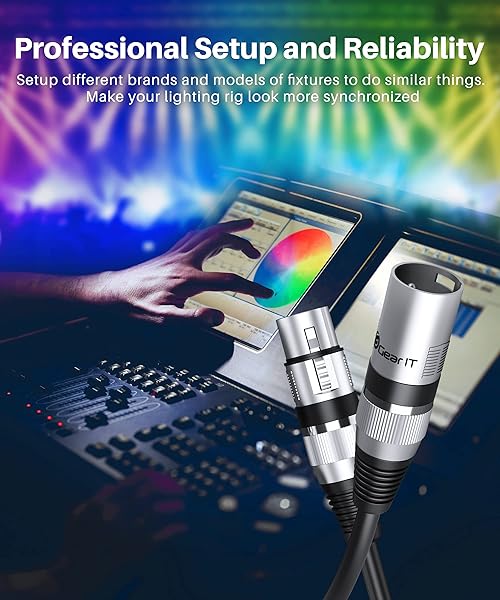 GEARit GearIT 100ft DMX to DMX Stage Lighting Cable 2-Pack - XLR Compatible for DJ, LED Lights, Mic Mixer & Studio Use - View 7 of 9