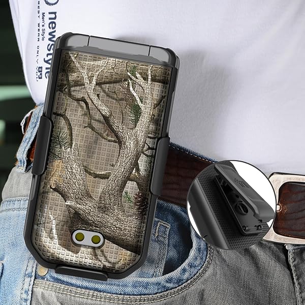 Nakedcellphone Outdoor Camouflage Case with Clip for CAT S22 Flip Phone - Slim Hard Shell & Rotating Belt Holster Combo - View 8 of 11