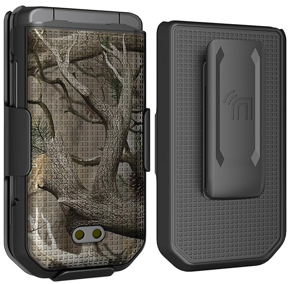 Nakedcellphone Outdoor Camouflage Case with Clip for CAT S22 Flip Phone - Slim Hard Shell & Rotating Belt Holster Combo - View 9 of 11