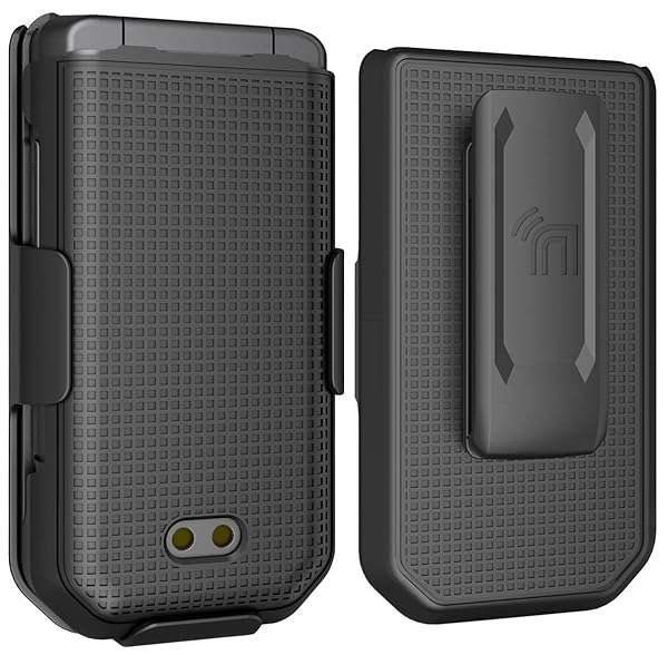 Nakedcellphone CAT S22 Flip Phone Case with Clip & Holster - Slim Hard Shell Cover by Nakedcellphone (Black) - View 10 of 11