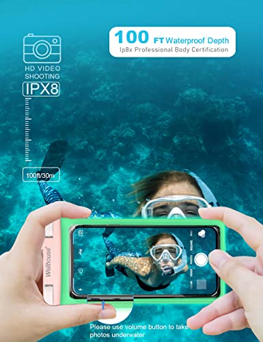 wellhouse Wellhouse Waterproof Phone Pouch for iPhone 16 15 14 13 12 Pro Max XS Samsung IPX8 3D Dry Bag Beach Essentials Luminous Pink 7 inch - View 5 of 7