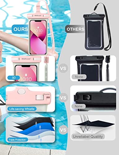 wellhouse Wellhouse Waterproof Phone Pouch for iPhone 16 15 14 13 12 Pro Max XS Samsung IPX8 3D Dry Bag Beach Essentials Luminous Pink 7 inch - View 7 of 7
