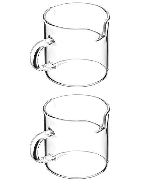 QWORK QWORK Double Spouts Espresso Shot Glass Set - 2 Pack Clear Beakers with Handle for Perfect Milk Coffee