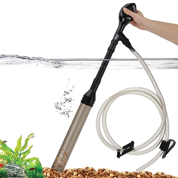 Hygger Manual 256GPH Gravel Vacuum for Aquarium Quick and Easy Gravel Cleaner Adjustable Length Low Water Level Fish Tank Cleaner