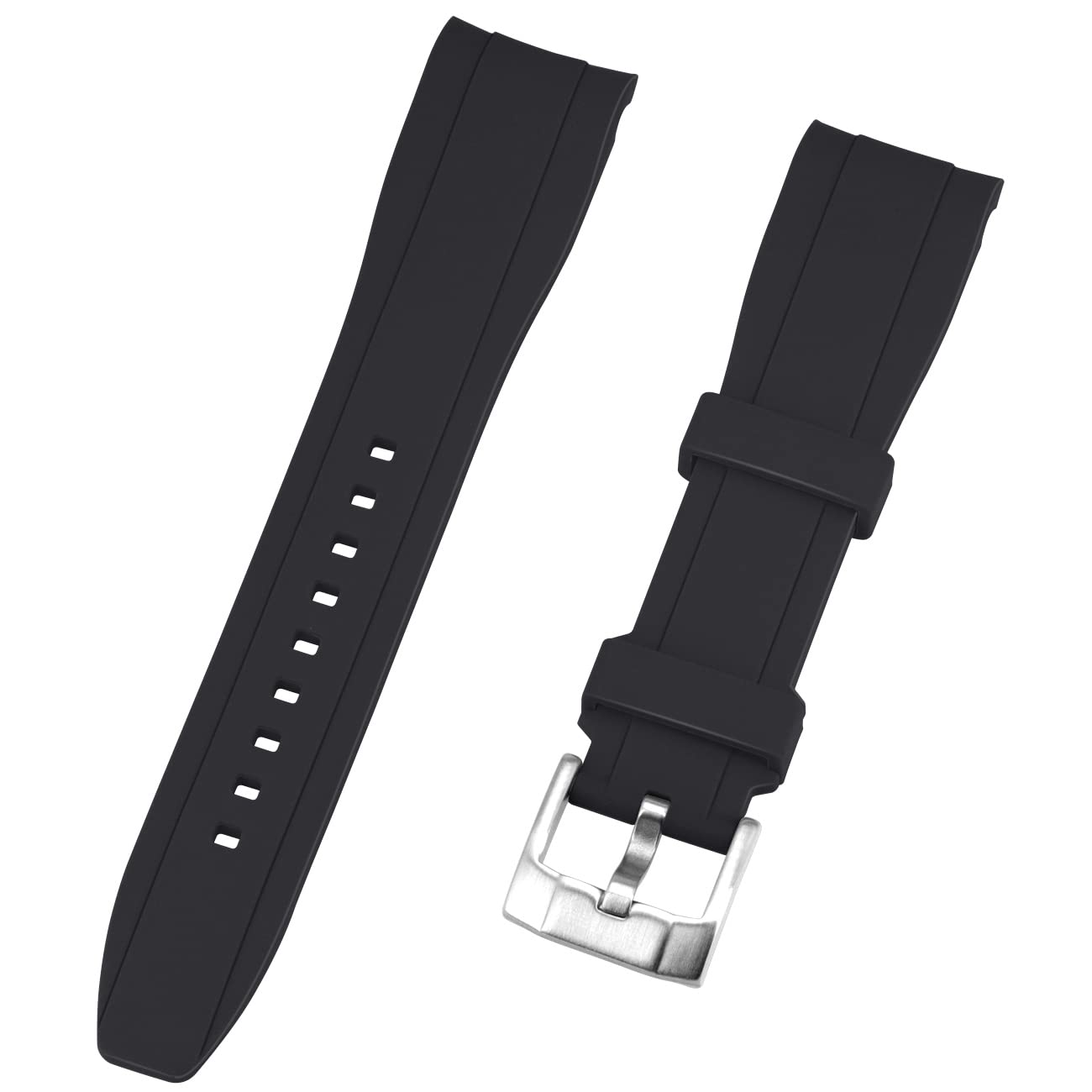 Kai Tian Kai Tian 20mm Classy Curved Lugs Rubber Watch Band for Men and Women Black Replacement Strap - View 2 of 7