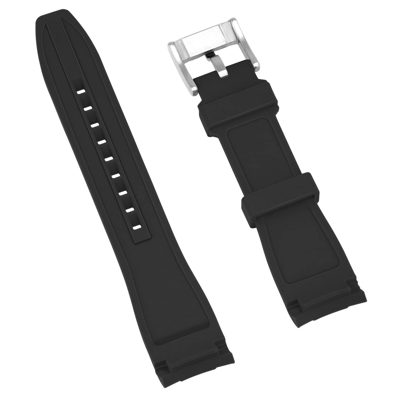 Kai Tian Kai Tian 20mm Classy Curved Lugs Rubber Watch Band for Men and Women Black Replacement Strap - View 3 of 7