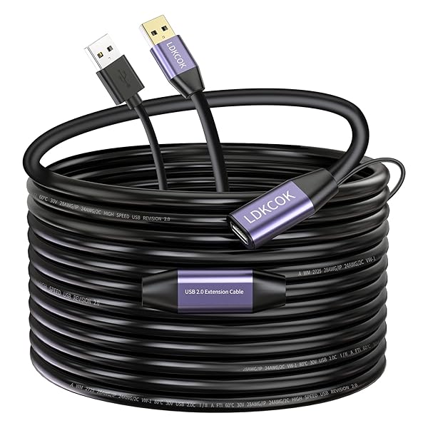 LDKCOK LDKCOK USB 2.0 Type A Male to Female Active Repeater Extension Cable 50ft High Speed 480 Mbps for Reliable Connectivity