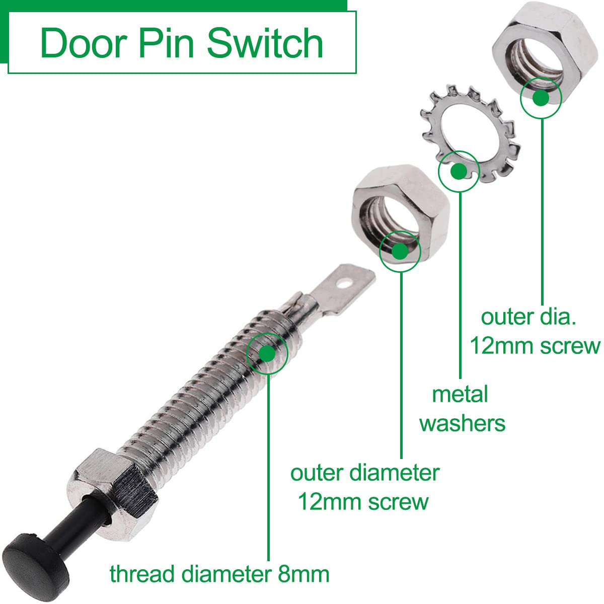 DKARDU DKARDU Door Jamb Switch Flange Light Hood Mount Pin 20A 12VDC Adjustable Momentary ON Off Switch with Rubber Boot 5 PCS - View 2 of 7