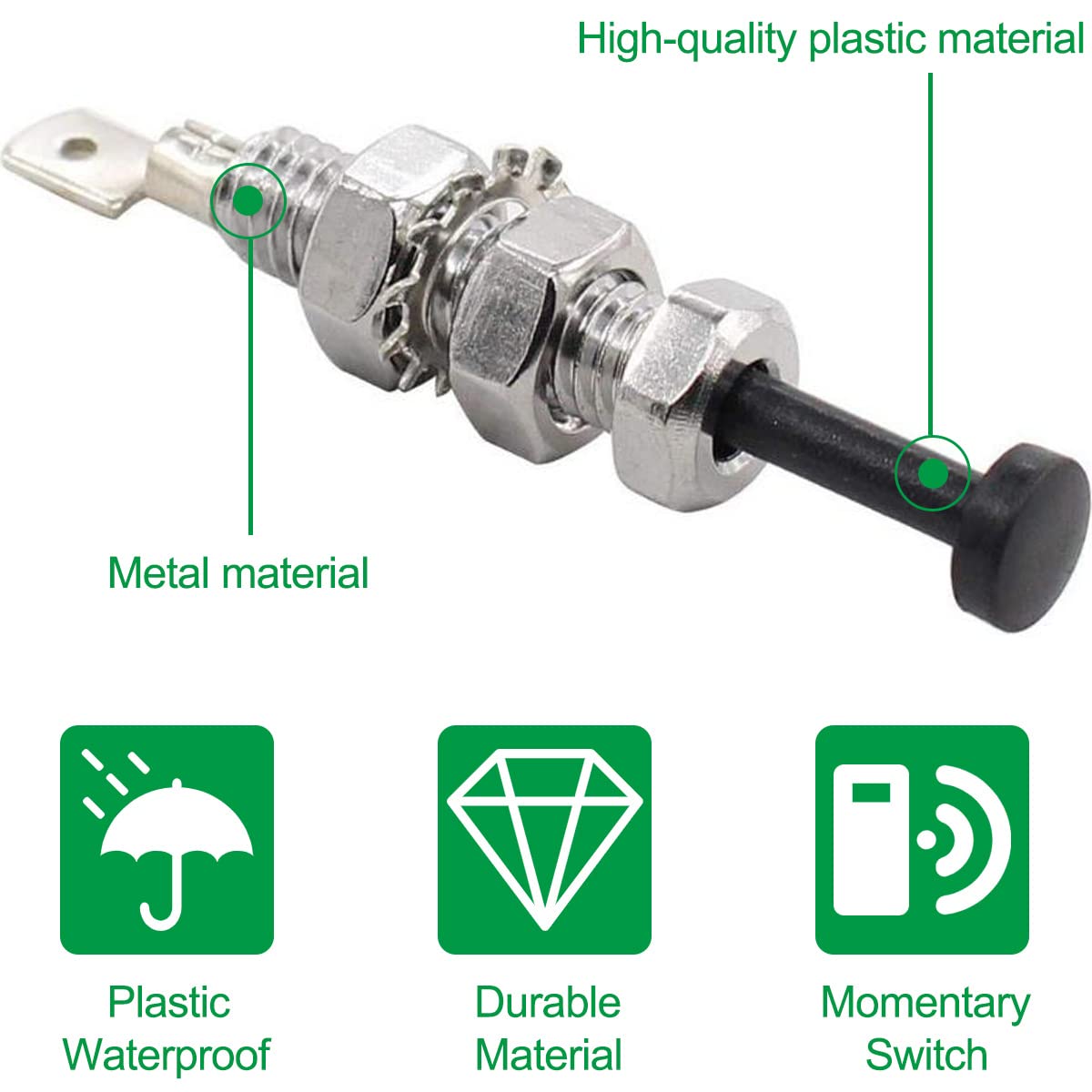 DKARDU DKARDU Door Jamb Switch Flange Light Hood Mount Pin 20A 12VDC Adjustable Momentary ON Off Switch with Rubber Boot 5 PCS - View 4 of 7