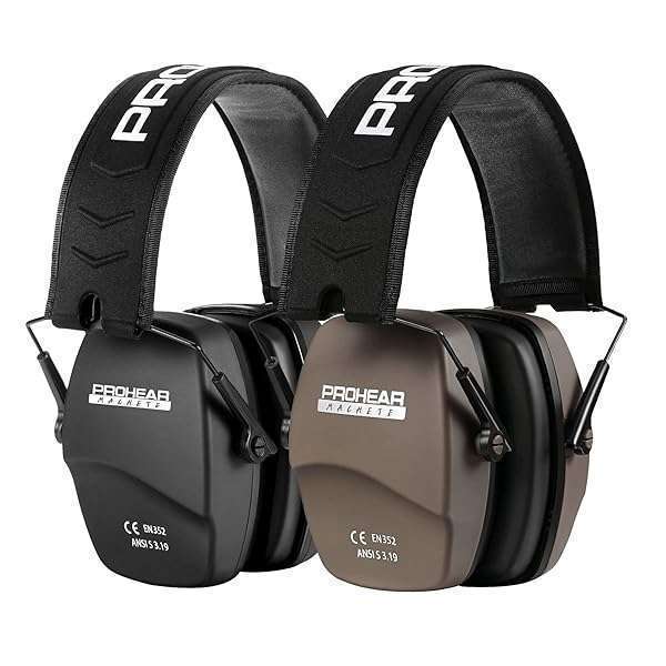 PROHEAR PROHEAR 016 Shooting Ear Protection Earmuffs 2 Pack - NRR 26dB for Gun Range & Hunting (Black & Brown)
