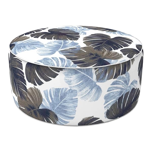 LVTXIII LVTXIII Inflatable Ottoman All Weather Round Footrest Stool 21 Inch Portable for Patio Garden Camping or Home Big Leaves