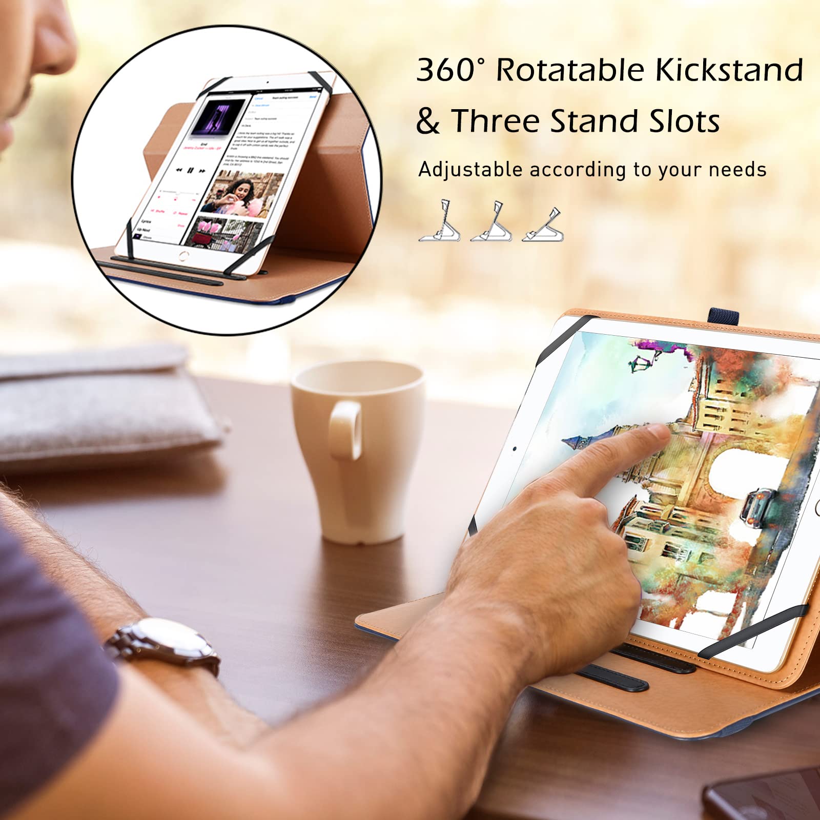 ProCase Universal Tablet Case 9 to 10.1 Inch with 360 Degree Rotatable Kickstand Protective Folio Cover for Android Tablets Navy - View 4 of 8