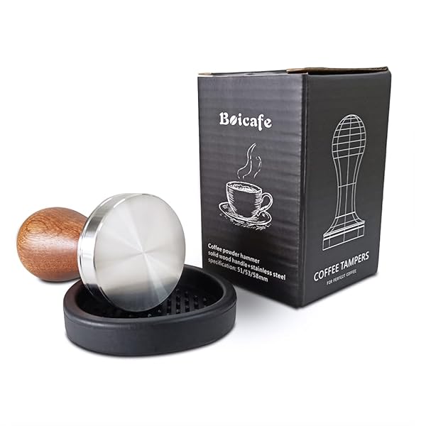 Boicafe Boicafe 51mm Coffee Tamper Stainless Steel Wooden Handle Espresso Tool with Mat for Perfect Coffee Extraction