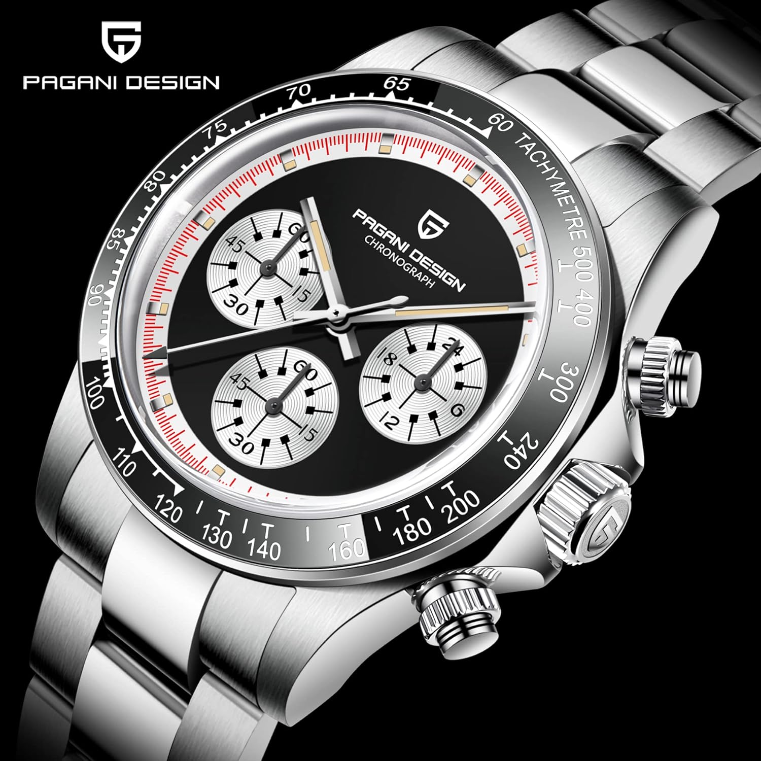 PAGRNE DESIGN Pagani Design Men's Luxury 40mm Sports Quartz Chronograph Watch Sapphire Stainless Steel 100M Waterproof - View 2 of 8