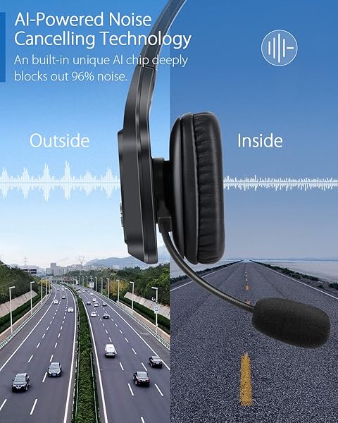HomeSpot HomeSpot JM100 Trucker Bluetooth Headset: AI Noise Canceling, 34H Talk Time, Perfect for Trucking & Home Office - View 4 of 9