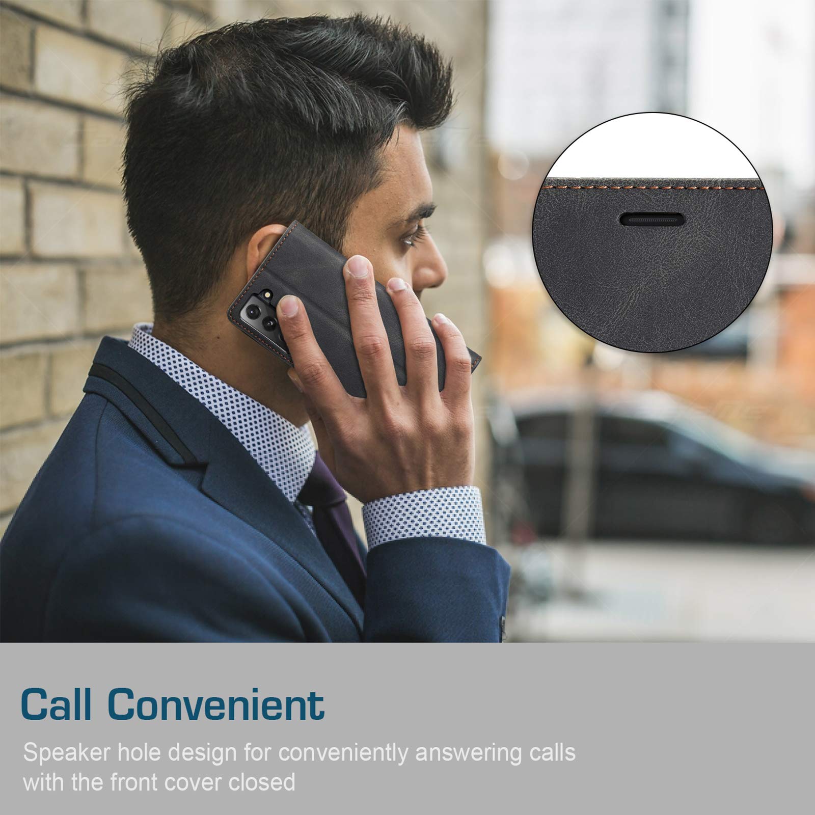 Japezop Galaxy S21 FE 5G Case Wallet with Card Holder RFID Blocking Kickstand Leather Flip Blue 6.4 Inch - View 8 of 9