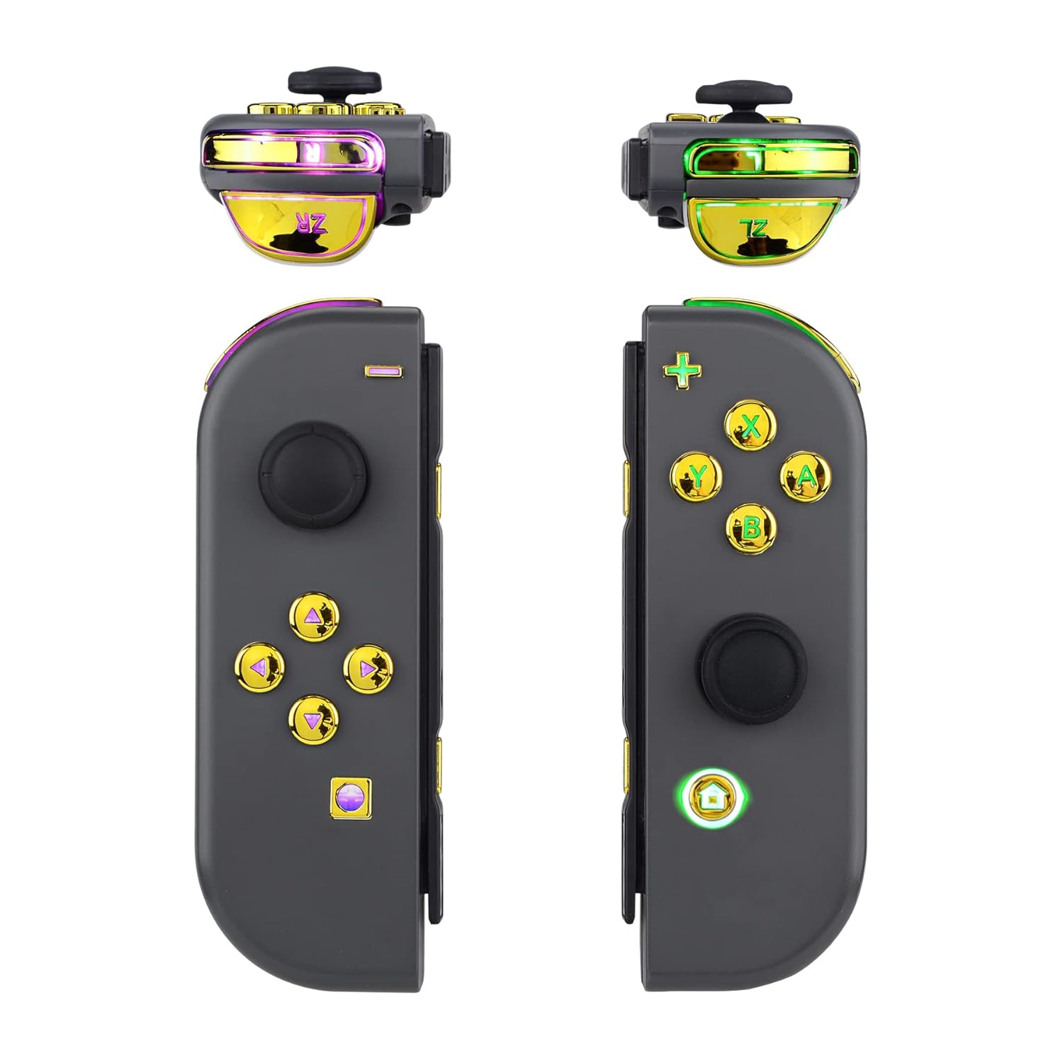 eXtremeRate eXtremeRate 7 Colors 9 Modes NS Joycon DFS LED Kit for Nintendo Switch and Switch OLED Model Joycon with Chrome Gold ABXY Trigger Buttons - View 5 of 9