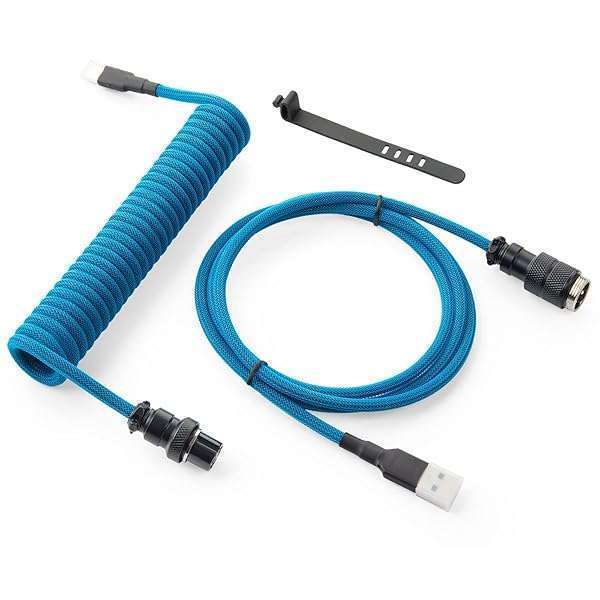 GUNMJO Buy GUNMJO Pro Custom Coiled USB C Cable for Gaming Keyboards - 1.5M, Blue, Detachable Metal Aviator