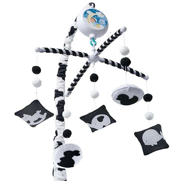 EverLove EVERLOVE Montessori Baby Mobile for Crib - Digital Music Box with 12 Lullabies & 3 Modes - Black & White Nursery Decor
