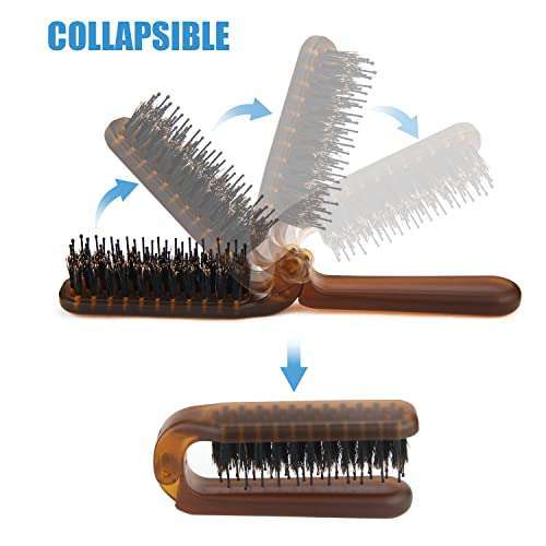 Ancable Travel Folding Hair Brush: Portable Boar Bristle Mini Brush for All Hair Types - Perfect for Men, Women & Kids - View 6 of 9
