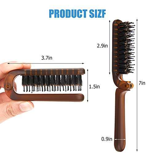 Ancable Travel Folding Hair Brush: Portable Boar Bristle Mini Brush for All Hair Types - Perfect for Men, Women & Kids - View 7 of 9