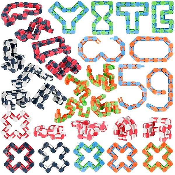 LENDOD LENDOD 30 Pack Wacky Tracks Fidget Toys for Stress Relief and Party Supplies Finger Sensory Toys and Snake Puzzles