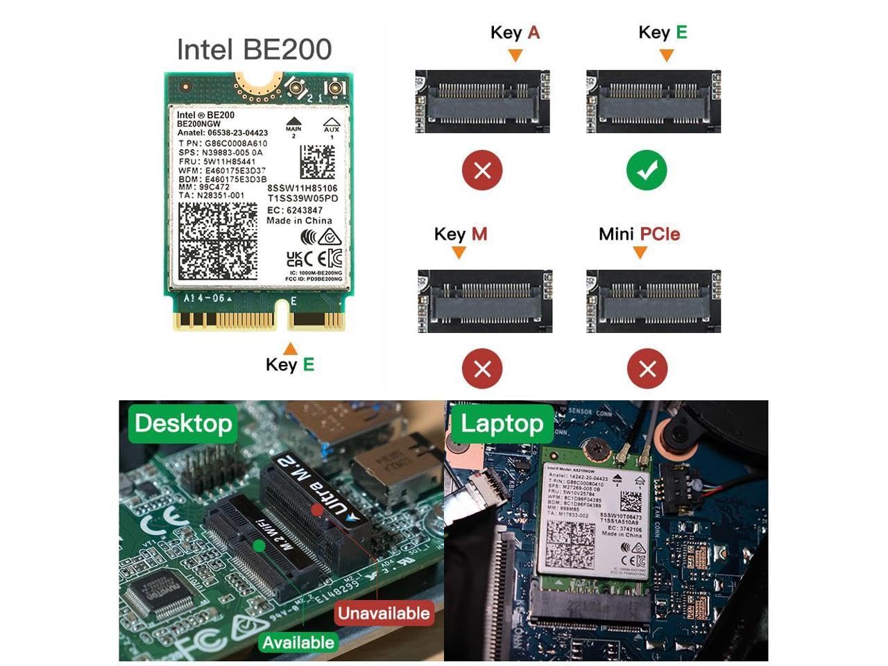 DIGIPARTS DIGIPARTS AX210NGW WiFi Card WiFi 6E M.2 2230 Wireless Card BT5.2 802.11ax Tri-Band 3000Mbps for Windows 10 64bit - View 4 of 7