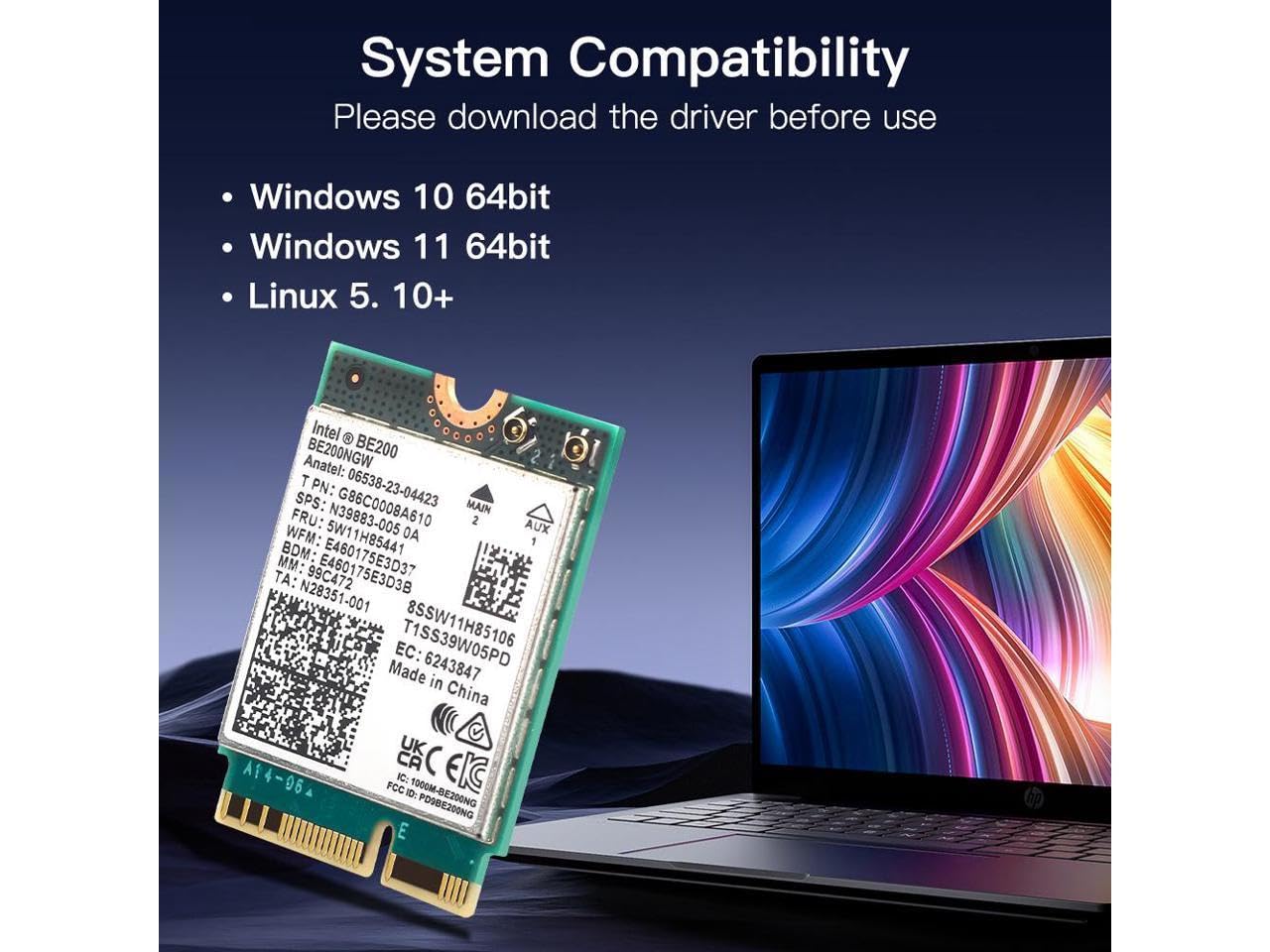 DIGIPARTS DIGIPARTS AX210NGW WiFi Card WiFi 6E M.2 2230 Wireless Card BT5.2 802.11ax Tri-Band 3000Mbps for Windows 10 64bit - View 7 of 7