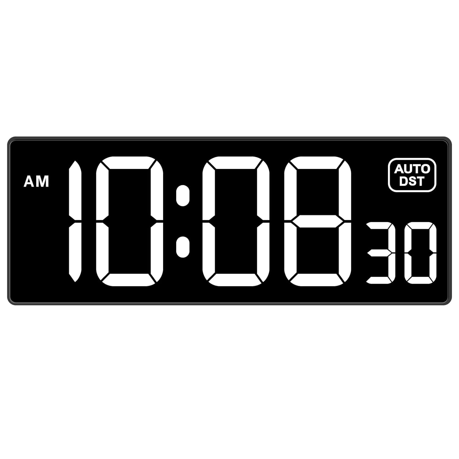 Soobest Soobest LED Digital Wall Clock 10 Inches Large Display Auto DST Dimmer Electric Clock with Seconds White