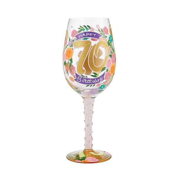 Enesco Enesco Lolita 70th Birthday Hand-Painted Wine Glass - Artisan Multicolor Gift