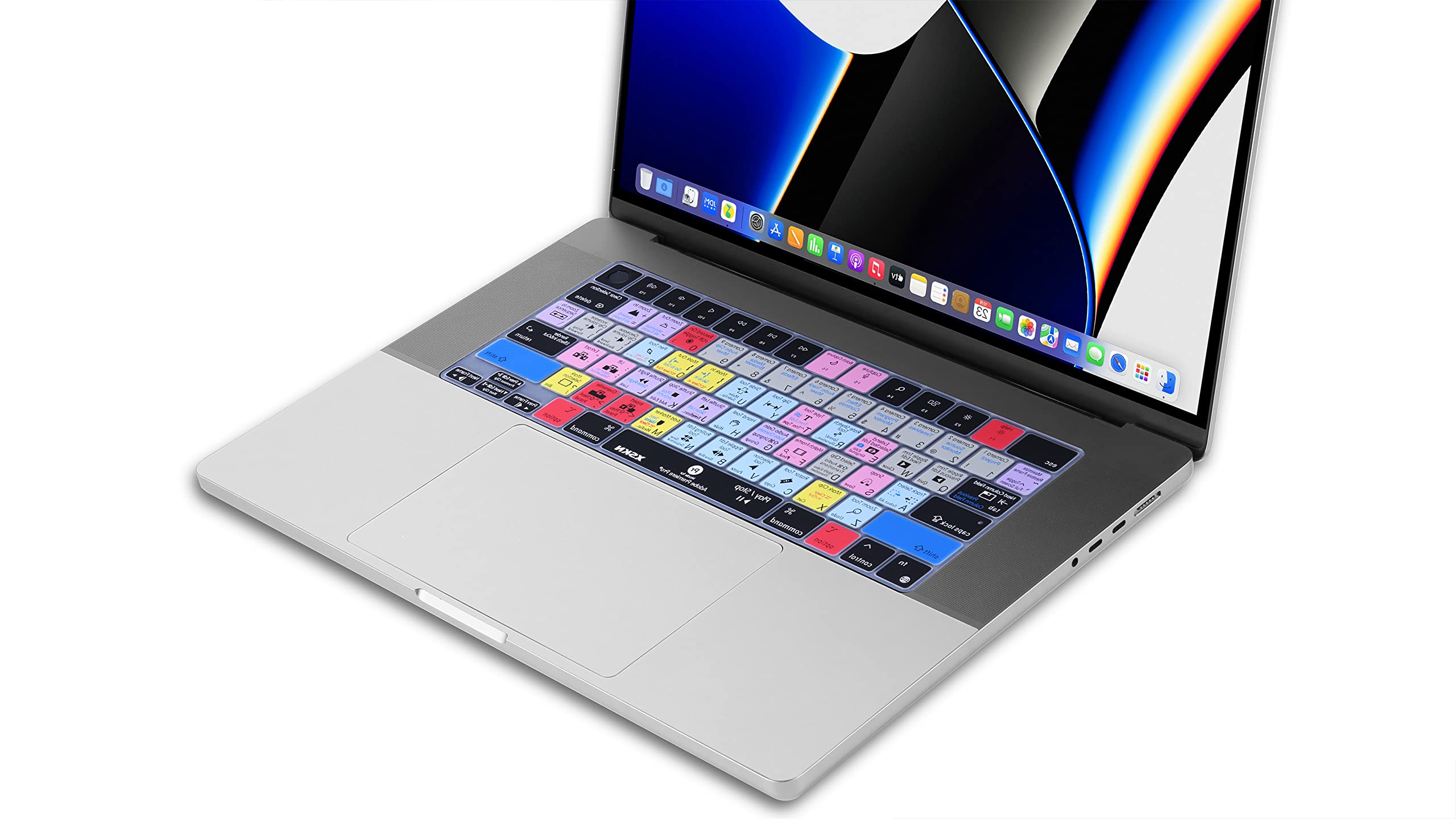 XSKN Silicone Keyboard Cover for 2021 MacBook Pro M1 Pro M1 MAX 14.2 inch 16.2 inch Touch ID US Version with Premiere Pro Shortcuts - View 3 of 6