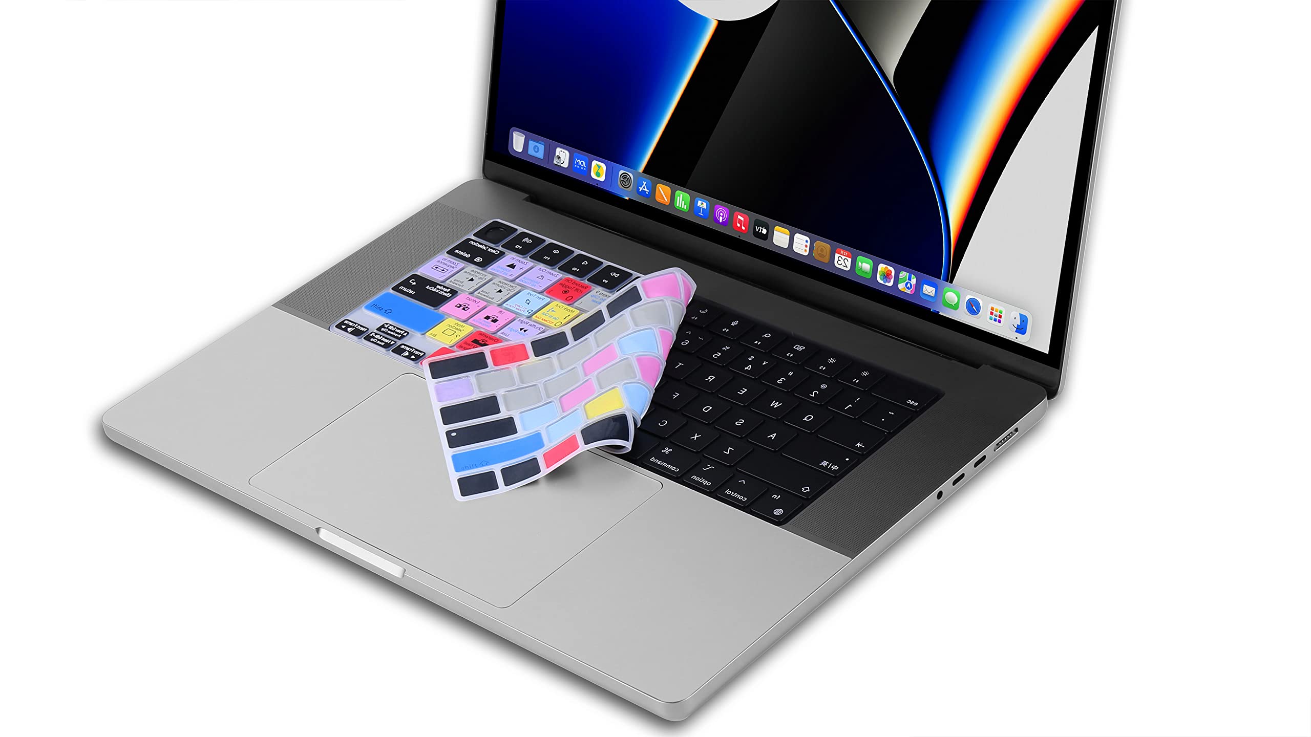 XSKN Silicone Keyboard Cover for 2021 MacBook Pro M1 Pro M1 MAX 14.2 inch 16.2 inch Touch ID US Version with Premiere Pro Shortcuts - View 4 of 6