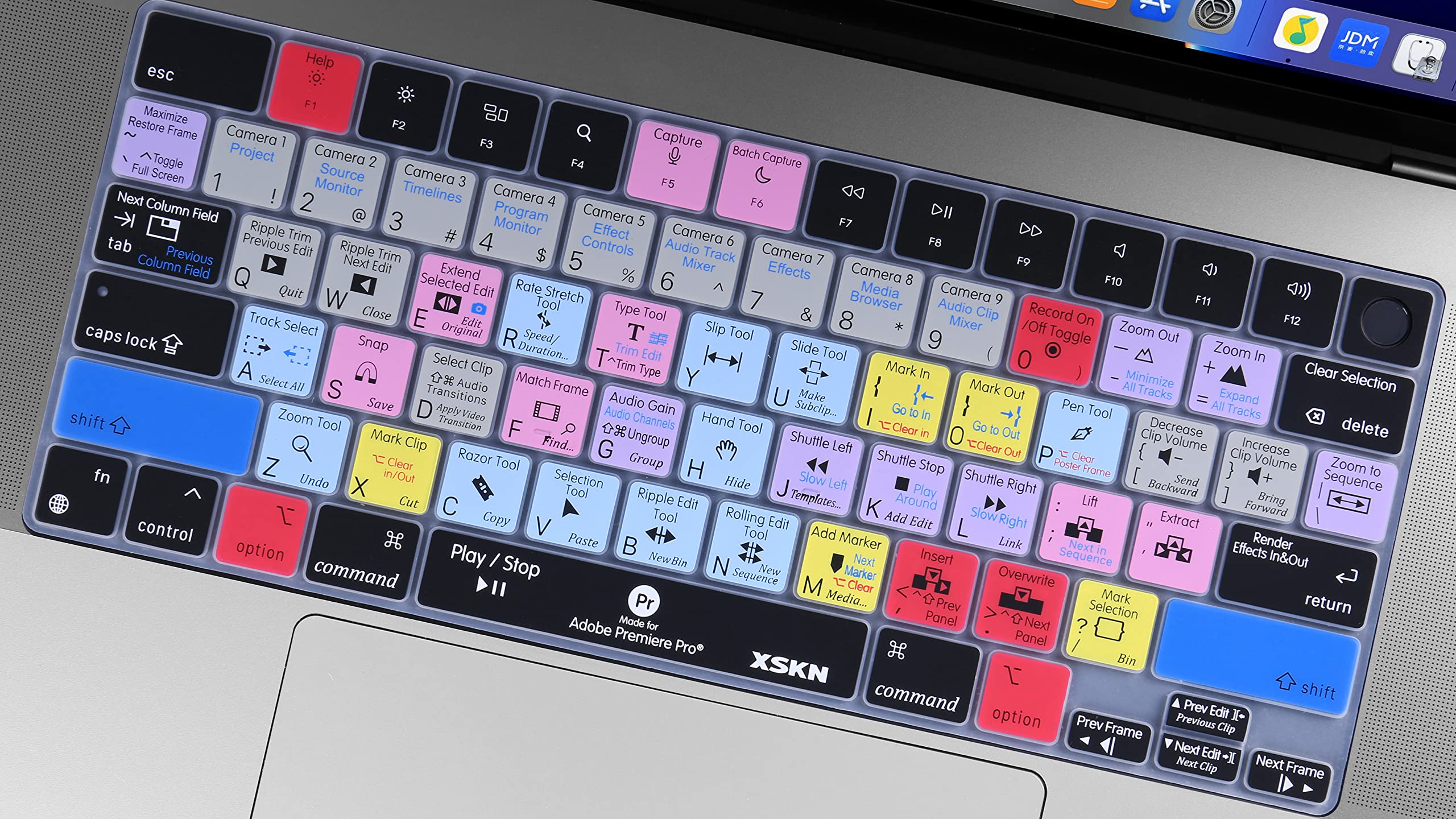 XSKN Silicone Keyboard Cover for 2021 MacBook Pro M1 Pro M1 MAX 14.2 inch 16.2 inch Touch ID US Version with Premiere Pro Shortcuts - View 6 of 6