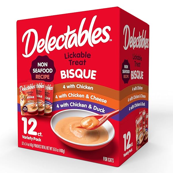 Delectables Delectables Bisque Non-Seafood Cat Treats Variety Pack - 12 Lickable Wet Treats for Cats