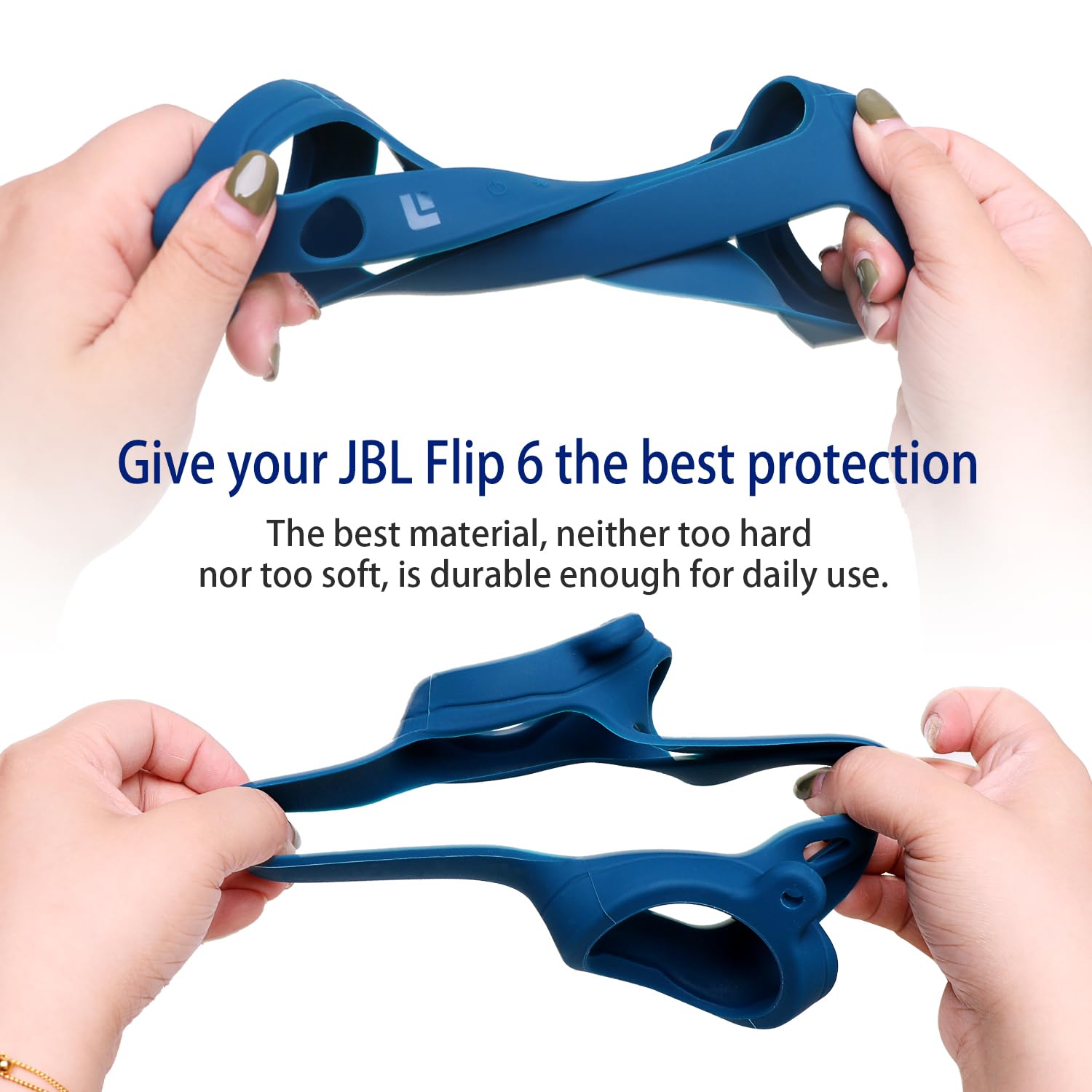 LTGEM Silicone Protective Case for JBL Flip 6 Bluetooth Speaker with Carabiner and Strap Blue Case Only - View 4 of 9