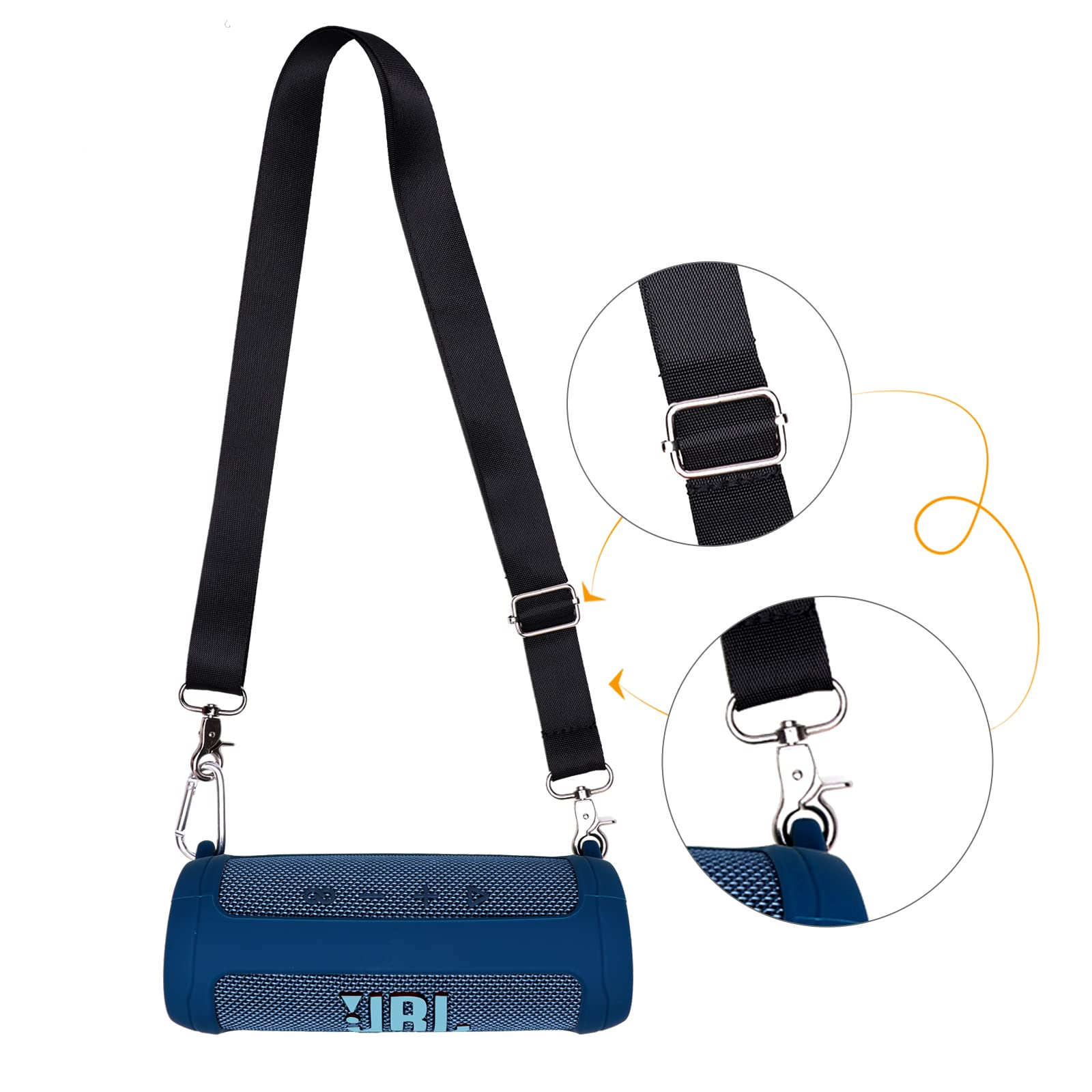 LTGEM Silicone Protective Case for JBL Flip 6 Bluetooth Speaker with Carabiner and Strap Blue Case Only - View 6 of 9