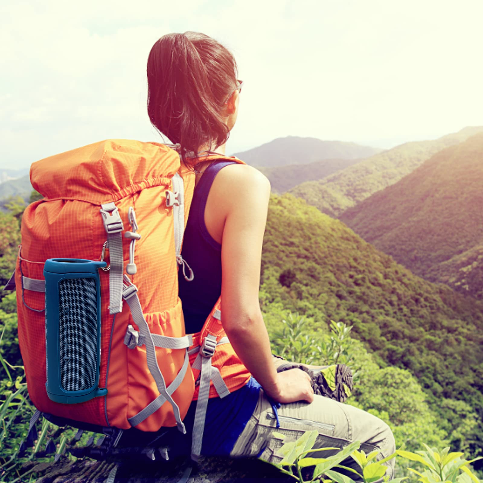 LTGEM Silicone Protective Case for JBL Flip 6 Bluetooth Speaker with Carabiner and Strap Blue Case Only - View 8 of 9