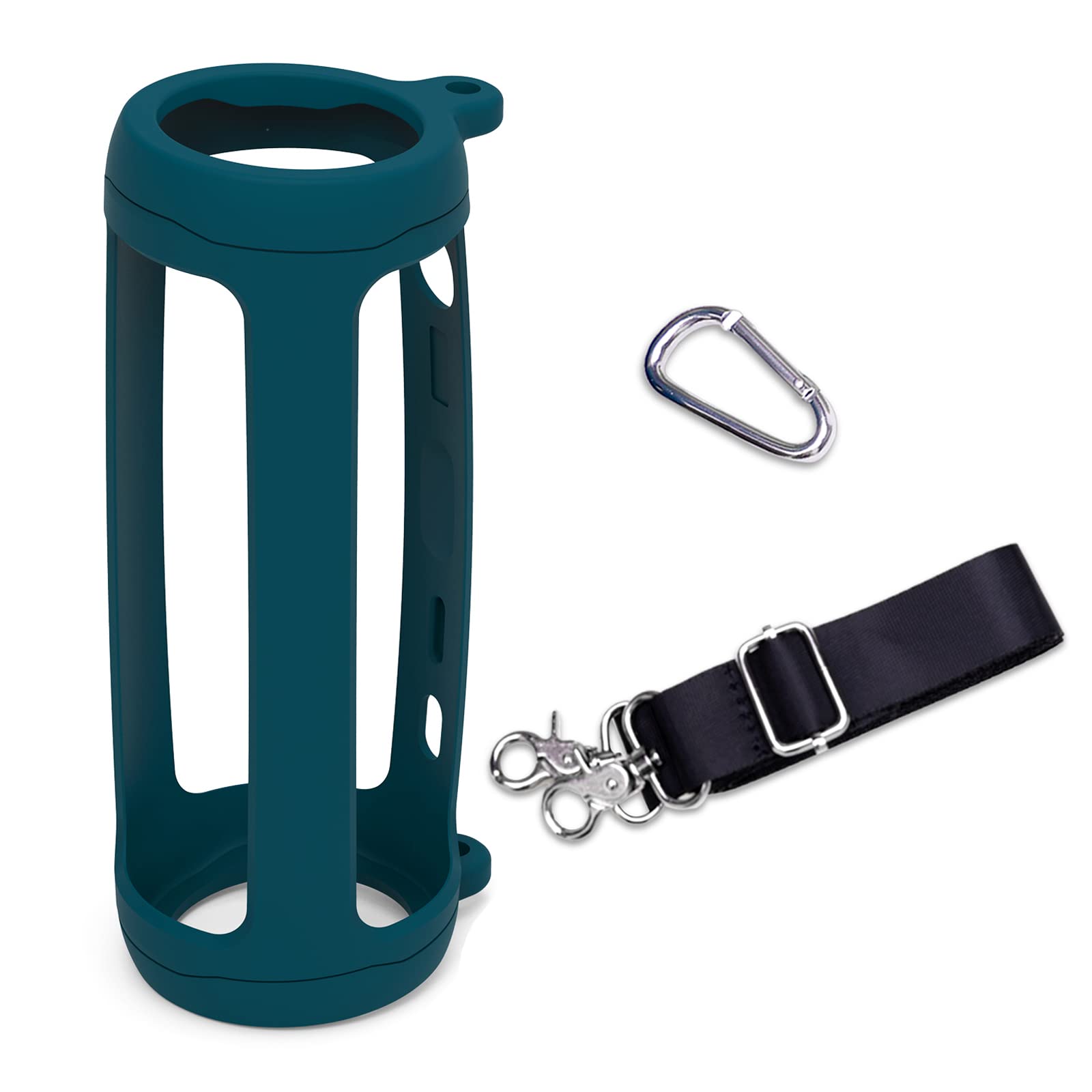 LTGEM Silicone Protective Case for JBL Flip 6 Bluetooth Speaker with Carabiner and Strap Blue Case Only