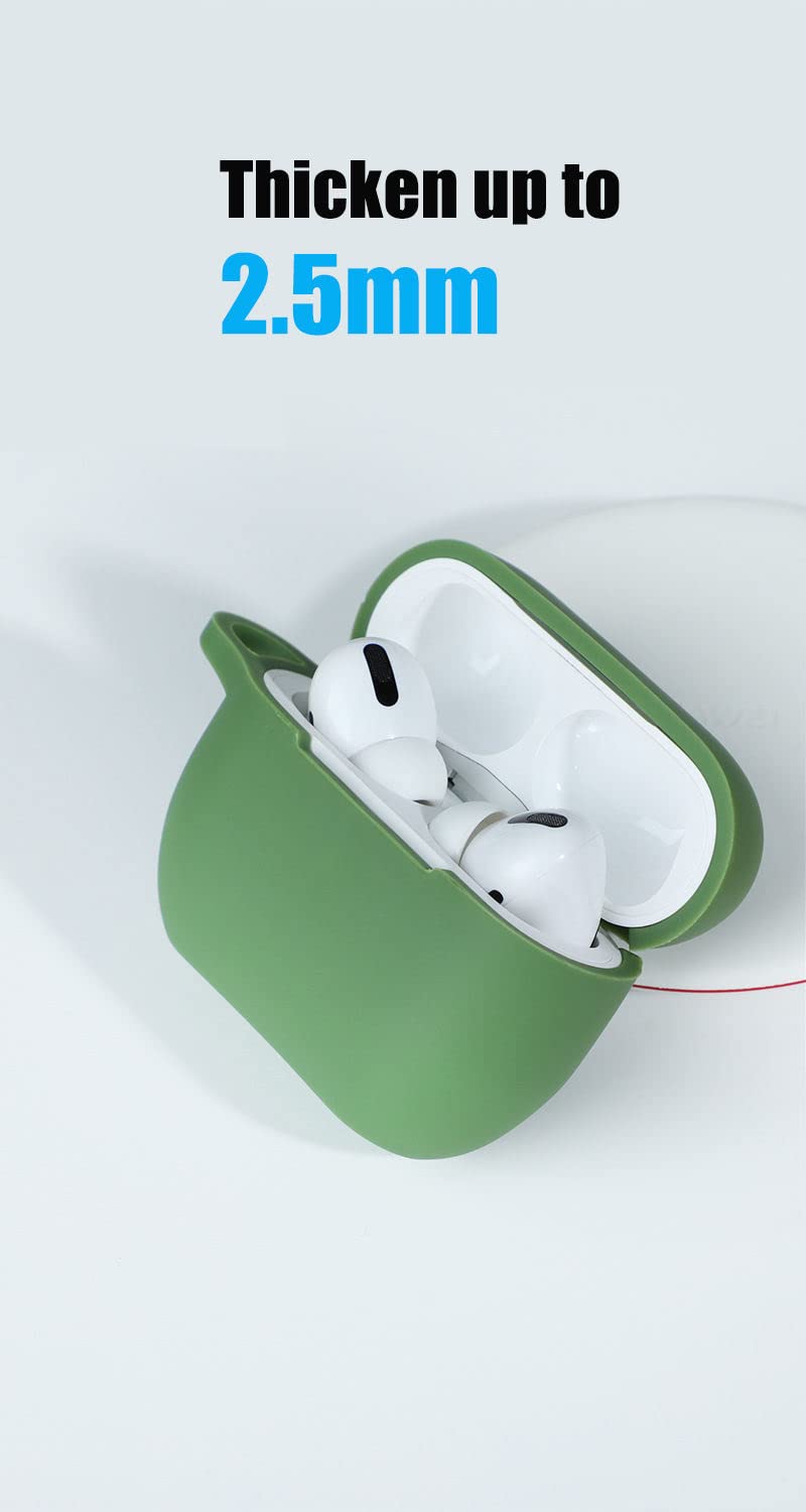 IceSword AirPods Pro 2nd 1st Generation Case Cover Full Protective Silicone Soft Shell Keychain for Men Women Green - View 7 of 9