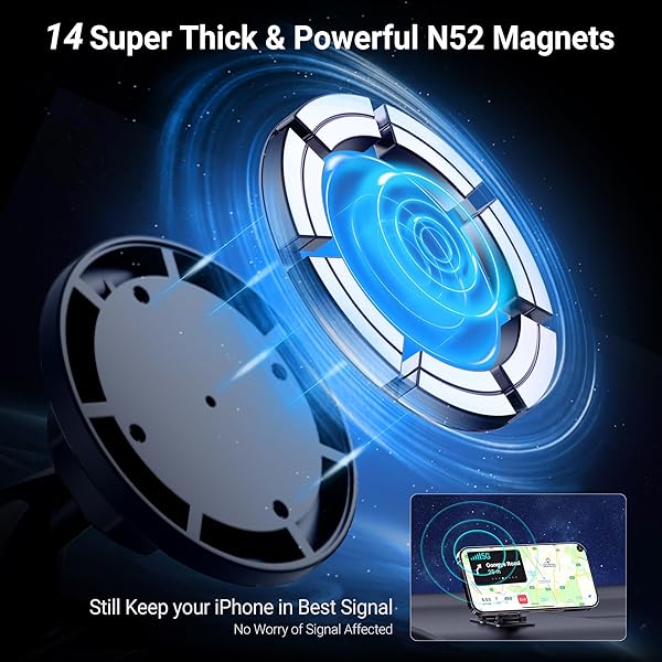 PROfezzion PROfezzion 2-Pack MagSafe Car Mount - Magnetic Phone Holder for iPhone 16/15/14/13/12 & All Phones - Dashboard & Office Use - View 4 of 9
