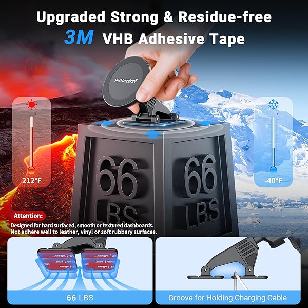 PROfezzion PROfezzion 2-Pack MagSafe Car Mount - Magnetic Phone Holder for iPhone 16/15/14/13/12 & All Phones - Dashboard & Office Use - View 5 of 9
