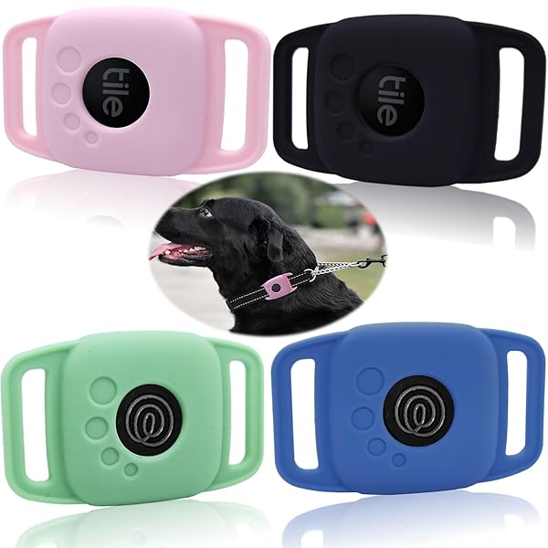 Counlisha Silicone Case for Tile Mate 2022/2024 - Protective Cover for Dog Collar & Cat Necklace - 4 Pack in Black, Green, Pink, Blue