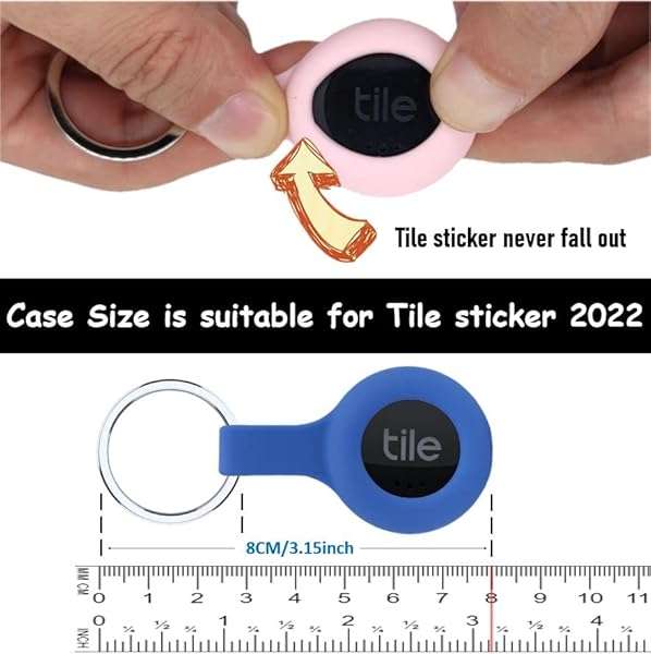 Counlisha 4-Pack Silicone Cases for Tile Stickers 2022: Keychain & Pet Collar Accessories in Black, Green, Pink, Blue - View 4 of 8