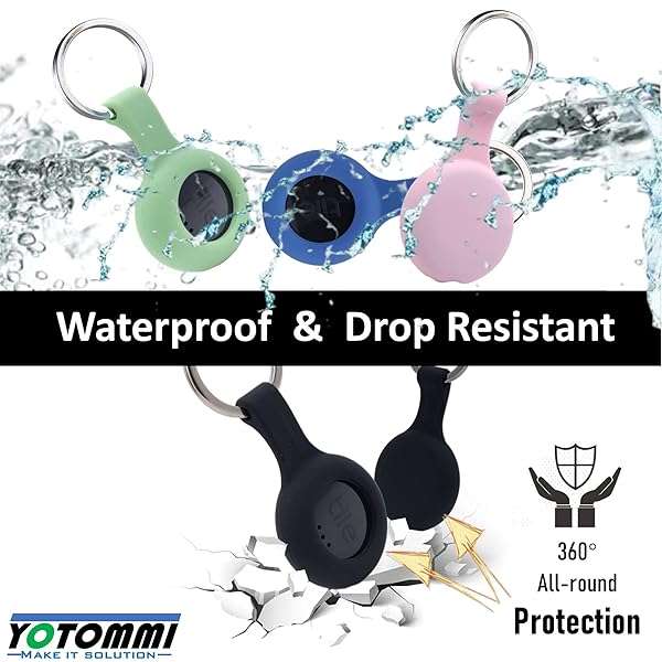 Counlisha 4-Pack Silicone Cases for Tile Stickers 2022: Keychain & Pet Collar Accessories in Black, Green, Pink, Blue - View 6 of 8