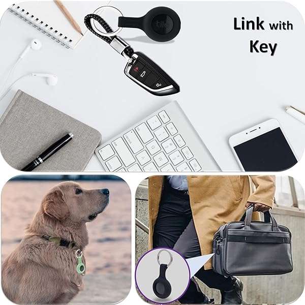 Counlisha 4-Pack Silicone Cases for Tile Stickers 2022: Keychain & Pet Collar Accessories in Black, Green, Pink, Blue - View 8 of 8