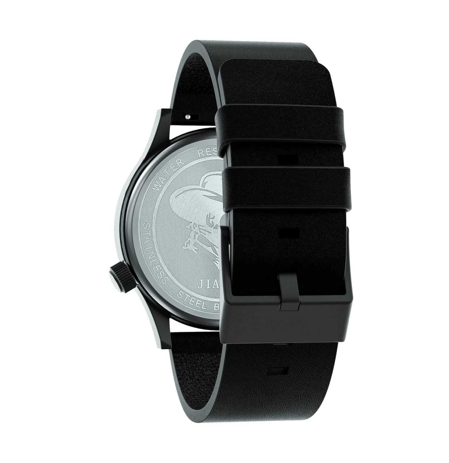 JIANDUN JIANDUN Mens Black Minimalist Waterproof Fashion Wrist Watch Leather Band Unisex Dress Black Red - View 4 of 7