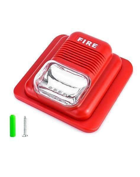 QWORK Fire Alarm Strobe Siren Horn - 12/24V DC Wired Sound & Light Security System