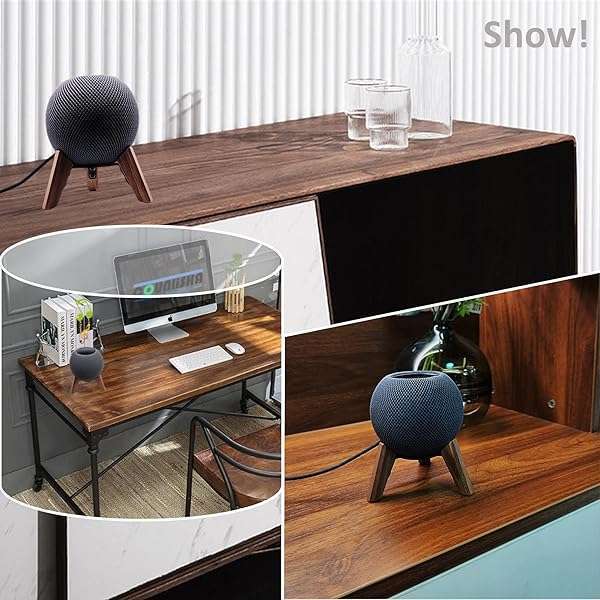 Counlisha Real Wood Stand for HomePod Mini - Walnut Tripod Holder with Metal Frame & Anti-Slip Pad for Stability - View 9 of 10