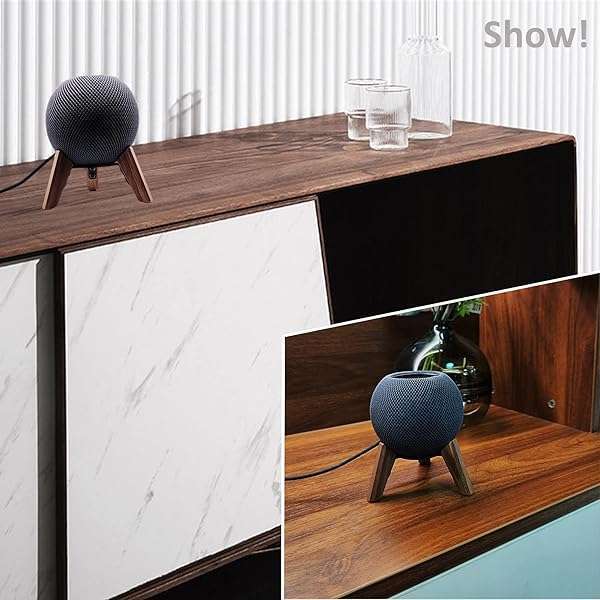 Counlisha Real Wood Stand for HomePod Mini - Walnut Tripod Holder with Metal Frame & Anti-Slip Pad for Stability - View 10 of 10